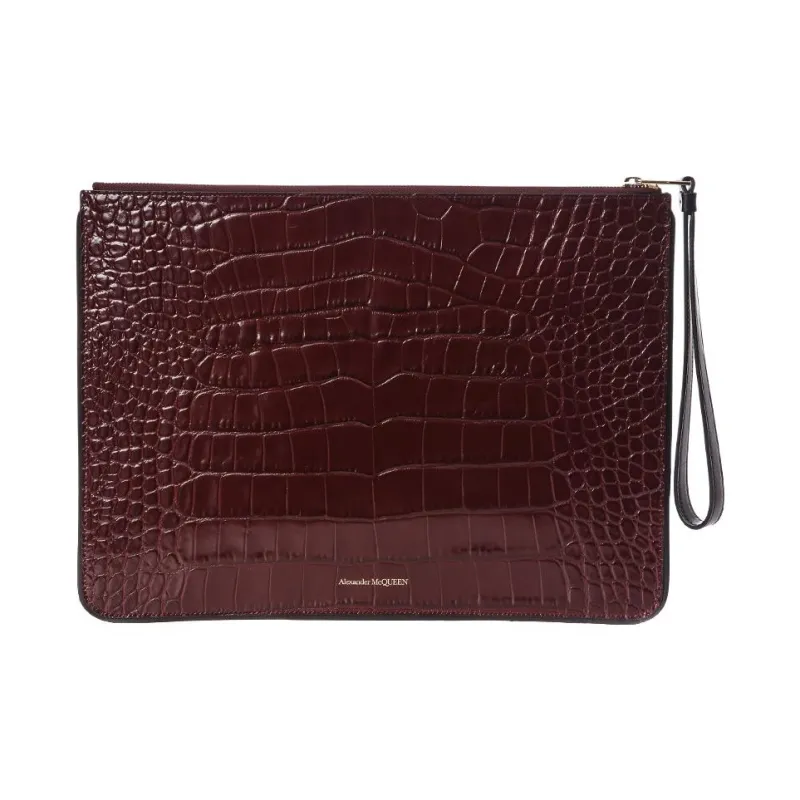 Alexander McQueen Cow Leather Clutch Large Size Women's Fuchsia-1