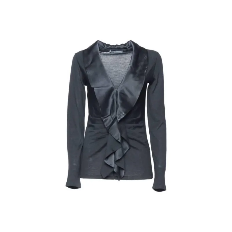 ALBERTA FERRETTI V-Neck Ruffled Long-Sleeved Top-0
