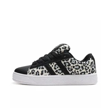 Deesha Low Top Skateboard Shoes Women's Leopard Print Black