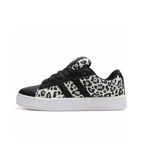 Deesha Low Top Skateboard Shoes Women's Leopard Print Black