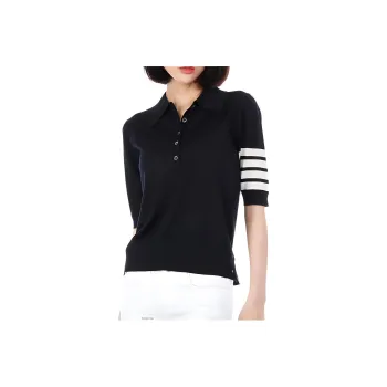 THOM BROWNE 4-Bar Button Detailed Short-Sleeved Polo Shirt