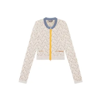 DIESEL Log Intarsia knit Cropped Cardigan