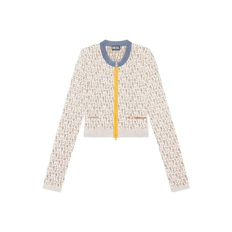 DIESEL Log Intarsia knit Cropped Cardigan-0