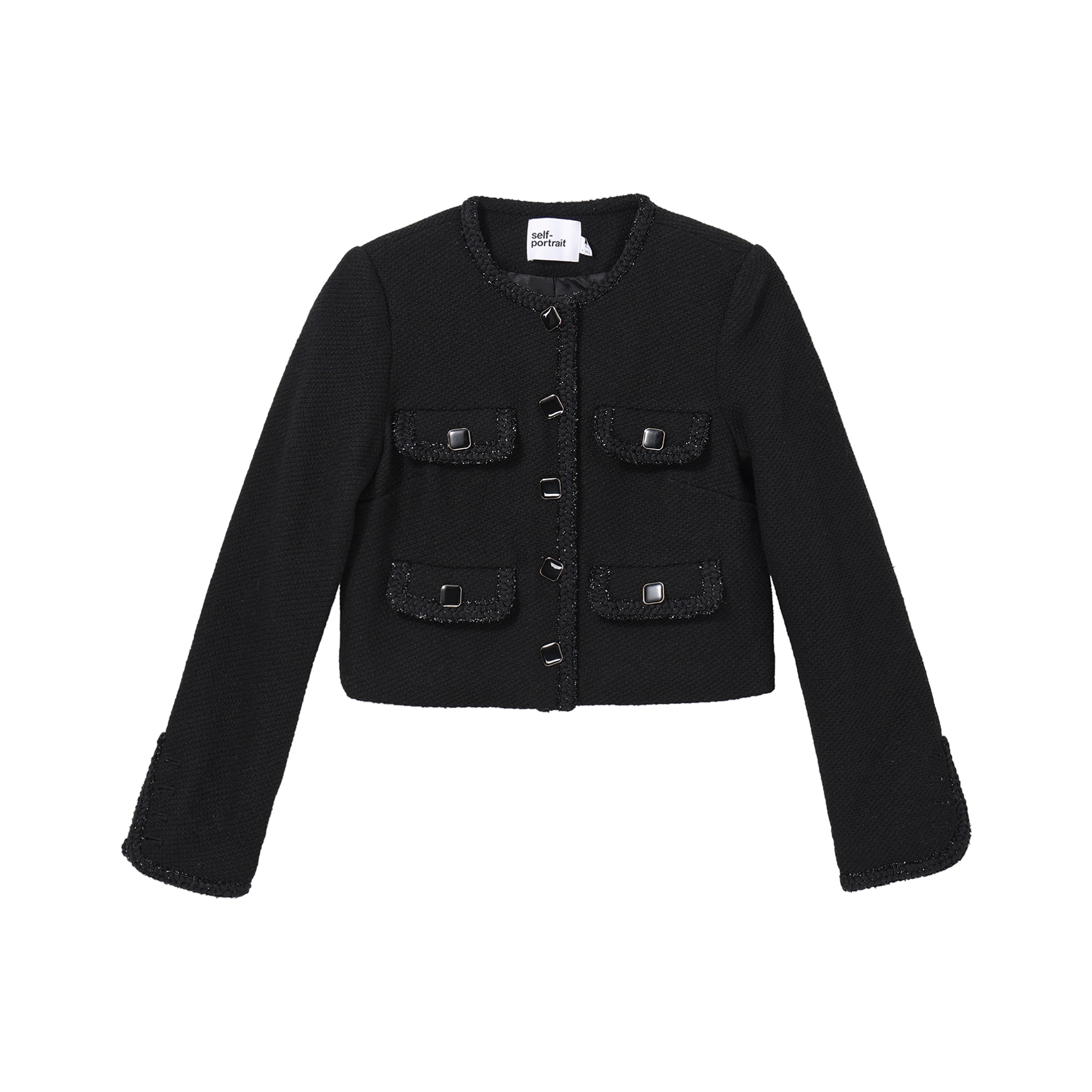 ジャケット SELF PORTRAIT Women Jackets PF25111JBW BLACK Black Check Boucle Jacket – self-portrait-US