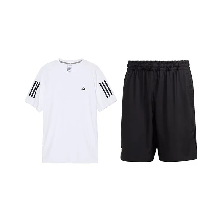 Adidas Casual Sportswear Men Set White Top+Black Shorts-0