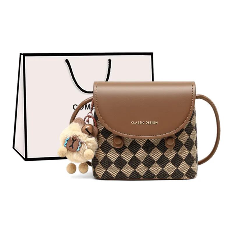 COMELY Synthetic Leather Small Bucket Shoulder Bag, Crossbody Bag Regular Women's Coffee-0