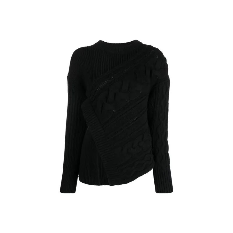 Alexander McQueen Asymmetric Knitted Crewneck Jumper-0