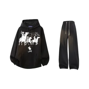 FAX FOR FMACM Sweatshirt Set Unisex Black+Black[Pants]