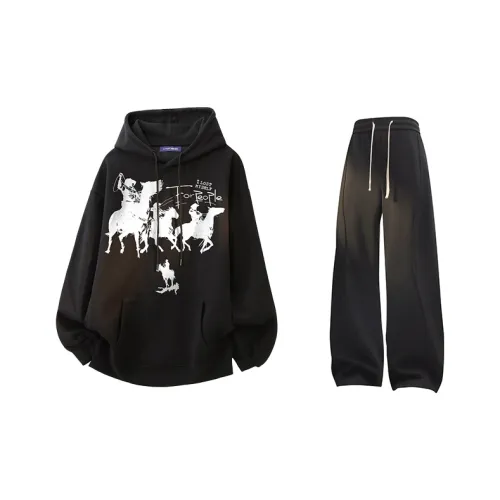 FAX FOR FMACM Sweatshirt Set Unisex Black+Black[Pants]