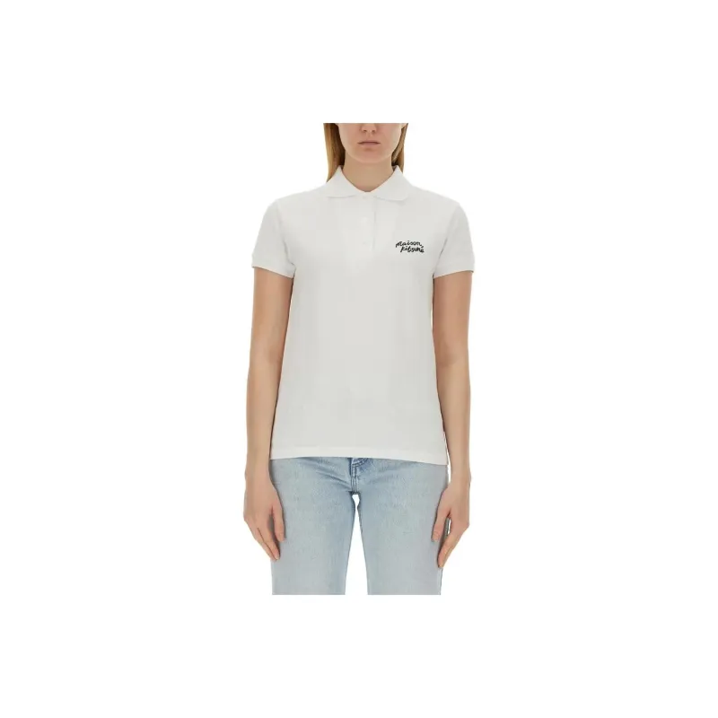 Maison Kitsune Handwriting Short Sleeved Polo Shirt-0