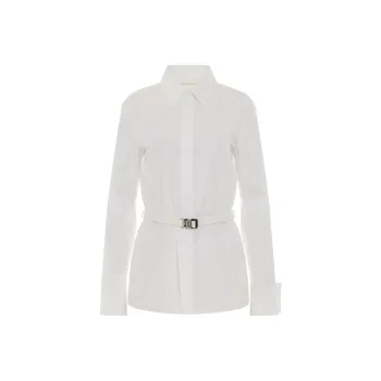 Givenchy Buckle Belt Collared Long Sleeve Shirt