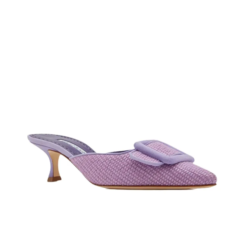 MANOLO BLAHNIK Maysalebi Closed Toe Slippers 5cm Women's Purple-2