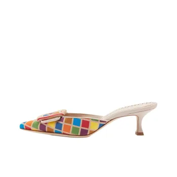 MANOLO BLAHNIK Maysalebi Closed Toe Slippers 5cm Women's Rainbow