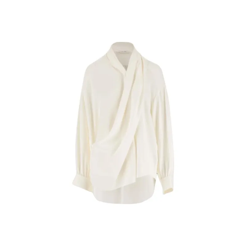 THE ROW Darnelle Draped Silk Blouse-0