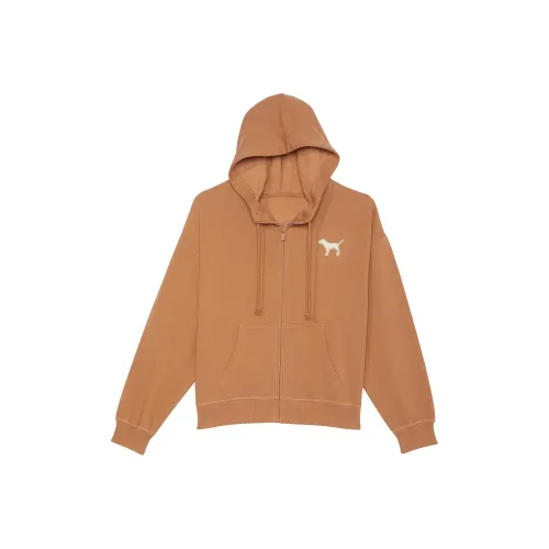 Victoria's Secret PINK Ivy Fleece Campus Full-Zip Hoodie/L-ET Sweatshirt Women's Limited Edition Toffee