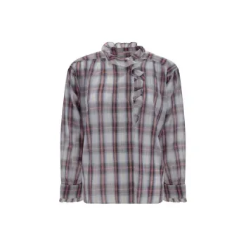 ISABEL MARANT ETOILE Pamias Ruffled Long-Sleeved Checked Blouse