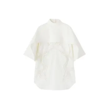 JIL SANDER Lace Detailed Curved Hem Cape Top