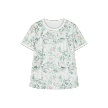 XWI SS24 Shirt Women's White Base With Green And Red Floral