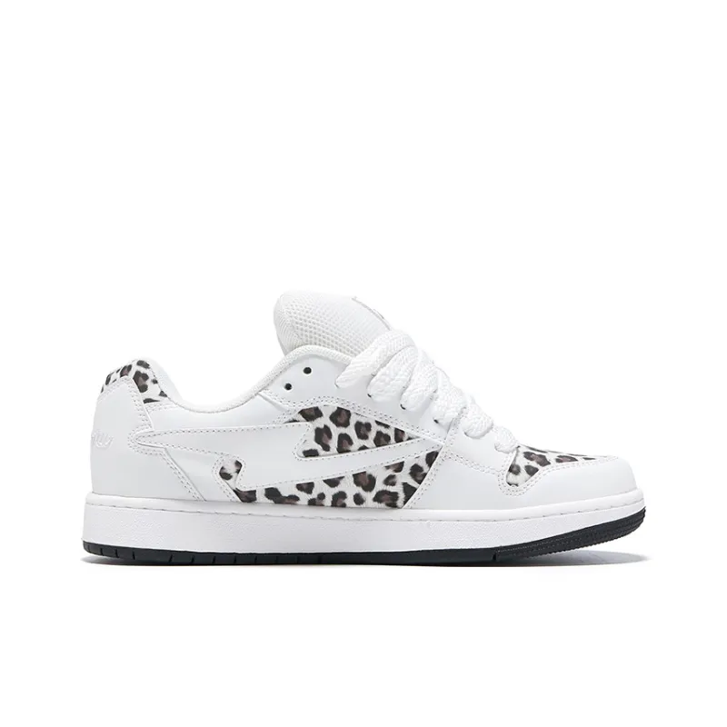 TINMUU Low Top Skateboard Shoes Unisex Leopard Print White-3