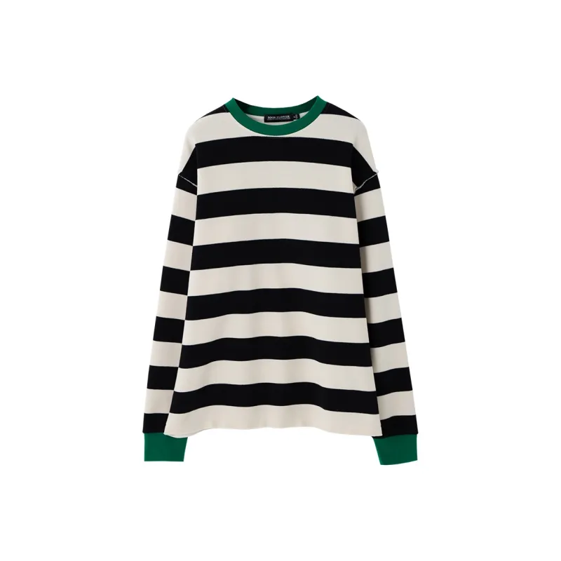 SOON FLOWER Sweatshirt Women's Black White Stripes-0