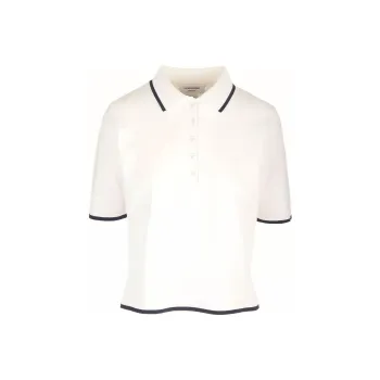 THOM BROWNE Rib Stitch Short Sleeved Polo Shirt