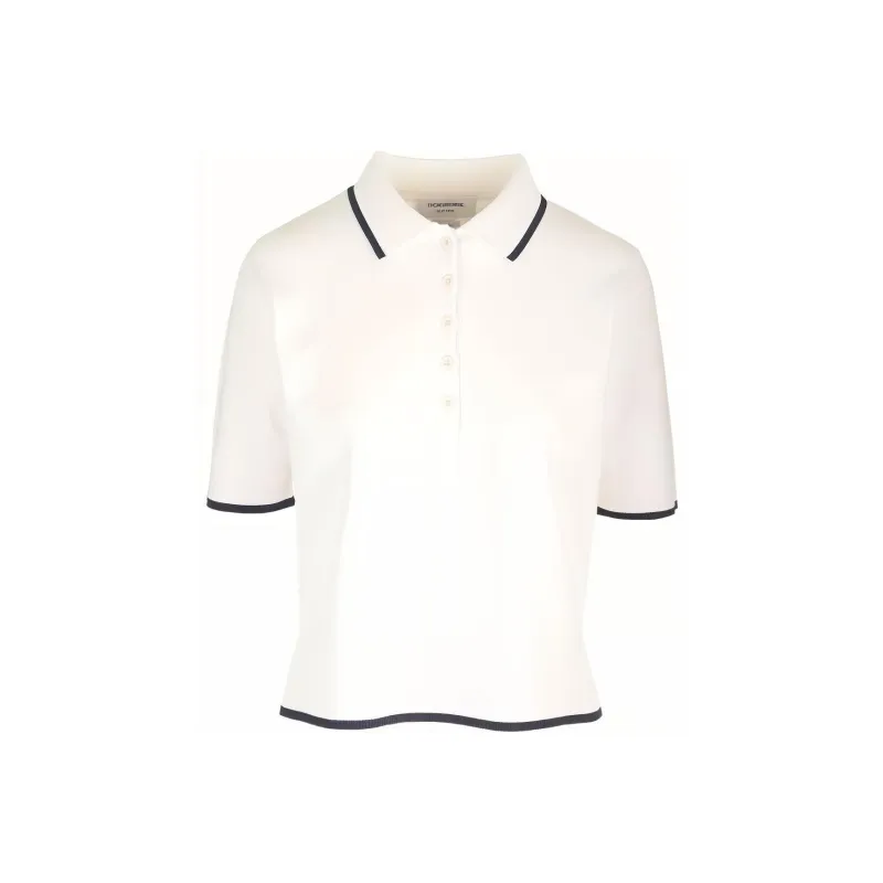 THOM BROWNE Rib Stitch Short Sleeved Polo Shirt-0