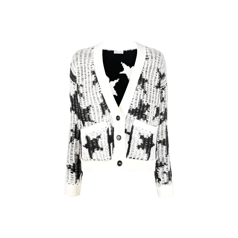 RED VALENTINO REDValentino Star Intarsia Knit Long Sleeved Cardigan-0