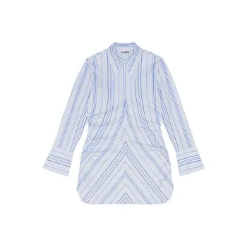 GANNI Twill Stripe Fitted Tunic 'Rinse'