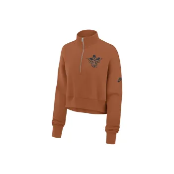Nike Texas Longhorns Legacy Elevated Logo Women's Nike College Cropped 1/4-Zip Crew