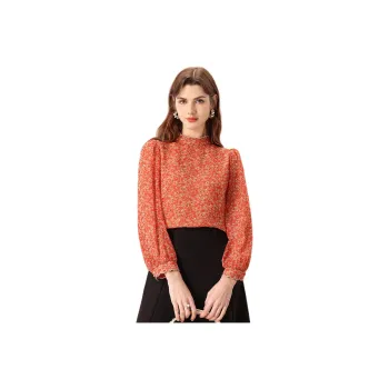FENHONGMALI Shirt Women's Red Flower