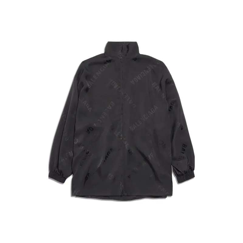 Balenciaga Diagonal Allover Fluid Tracksuit Jacket In Jackets Coats Loose Fit Style Women's Black-0