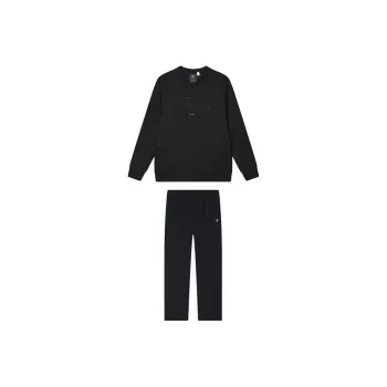 FILA Casual Sportswear Men Clothing Set Top In Jet Black+Bottom In Legend Blue
