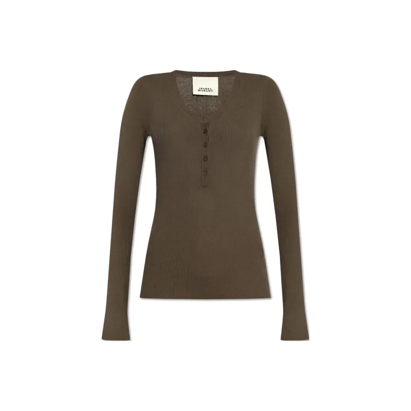 ISABEL MARANT ETOILE Estine Buttoned Knitted Top-0