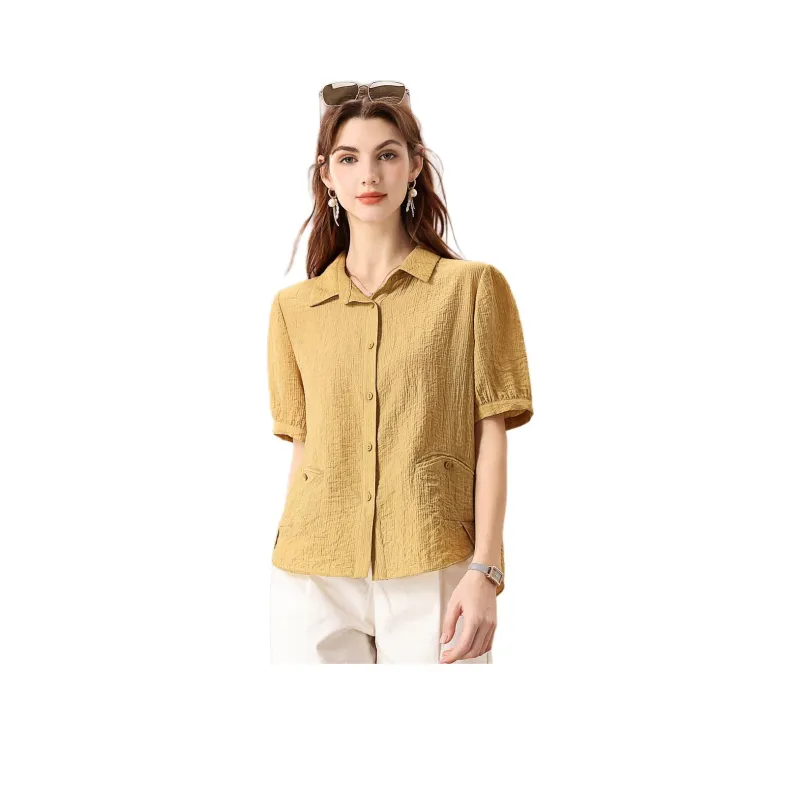 FENHONGMALI Shirt Women's Yellow-0