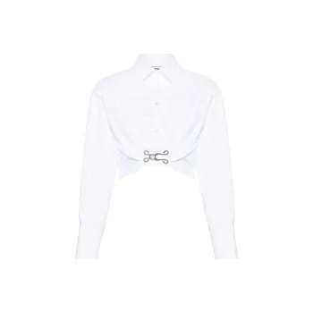 MOSCHINO Ruched Detail Poplin Cropped Shirt