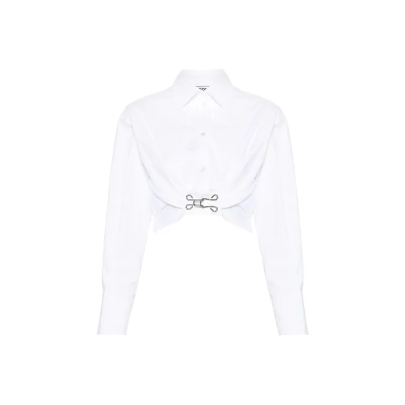 MOSCHINO Ruched Detail Poplin Cropped Shirt-0