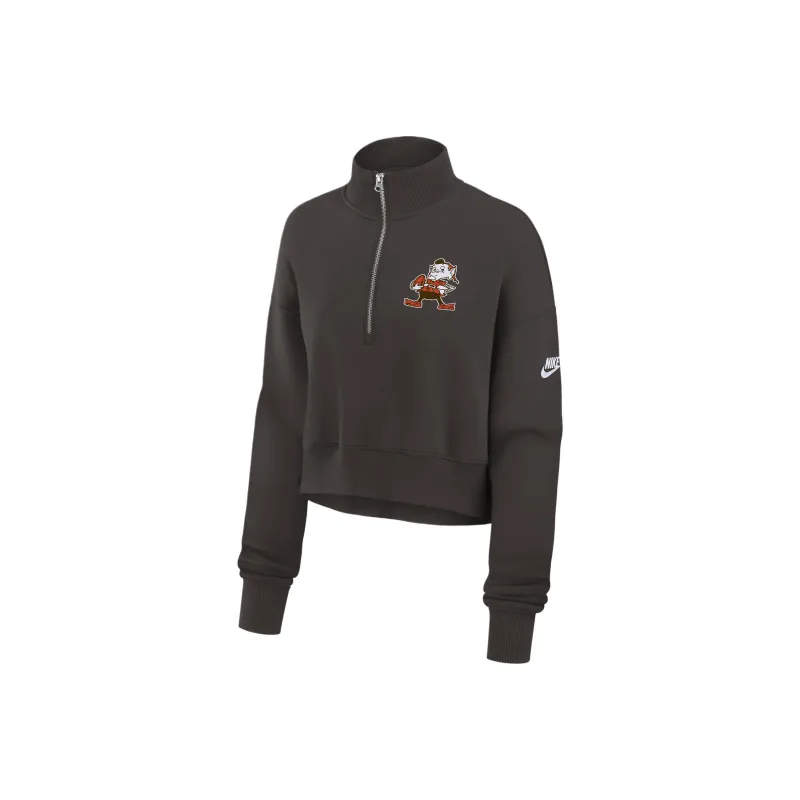Nike Cleveland Browns Rewind Phoenix Women's Nike Nfl Cropped 1/4 Zip Crew-0