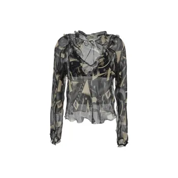 FENDI Graphic Printed Semi Sheer Blouse