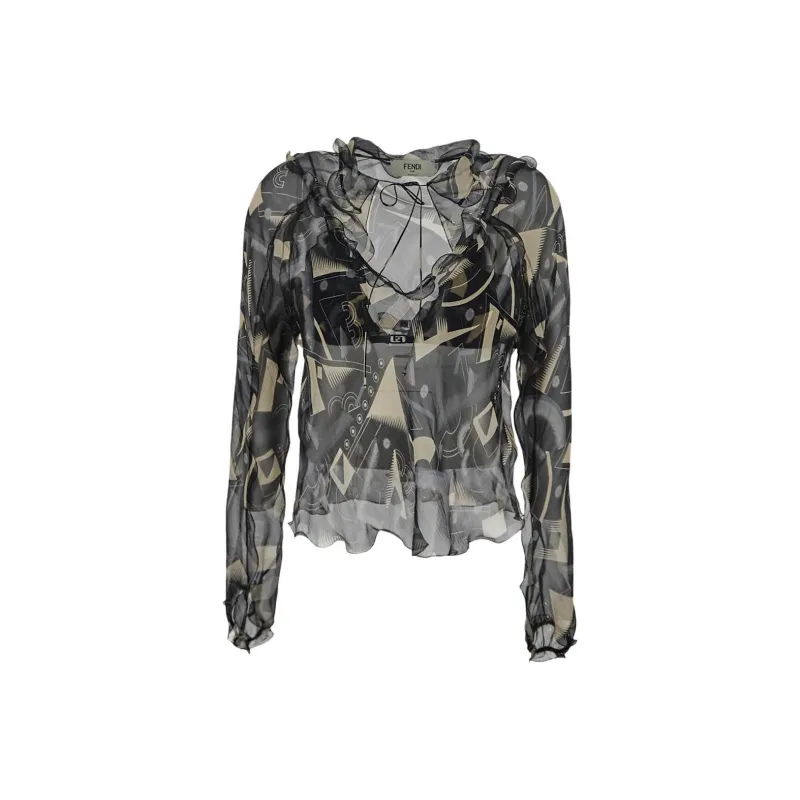 FENDI Graphic Printed Semi Sheer Blouse-0
