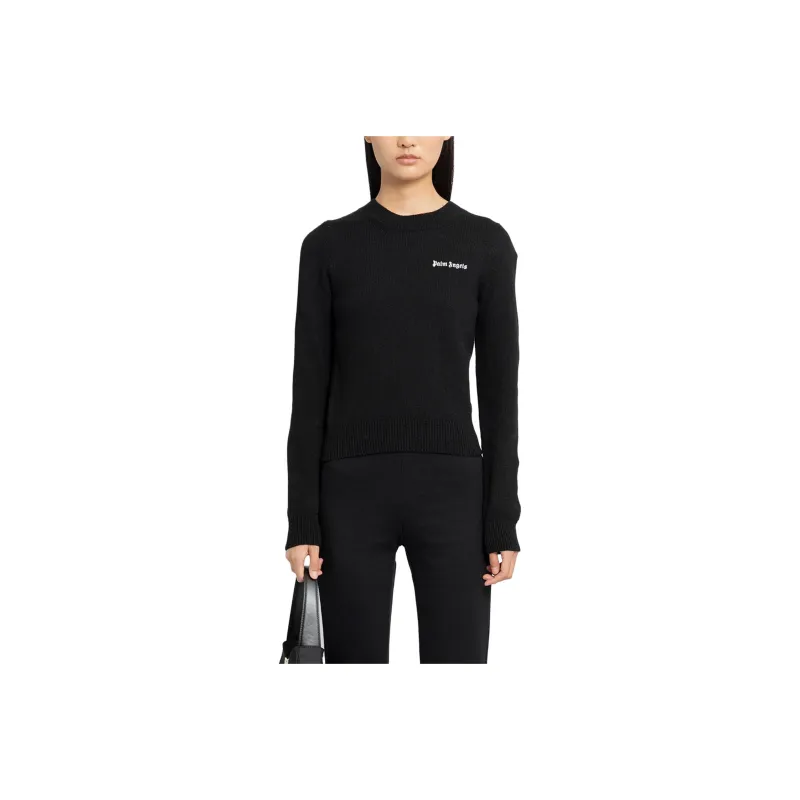 PALM ANGELS Logo Embroidered Knitted Jumper-0