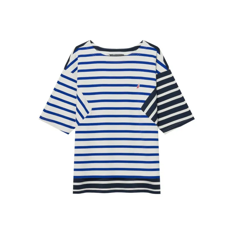 NAUTICA T Shirt Women's Blue White Stripes-0