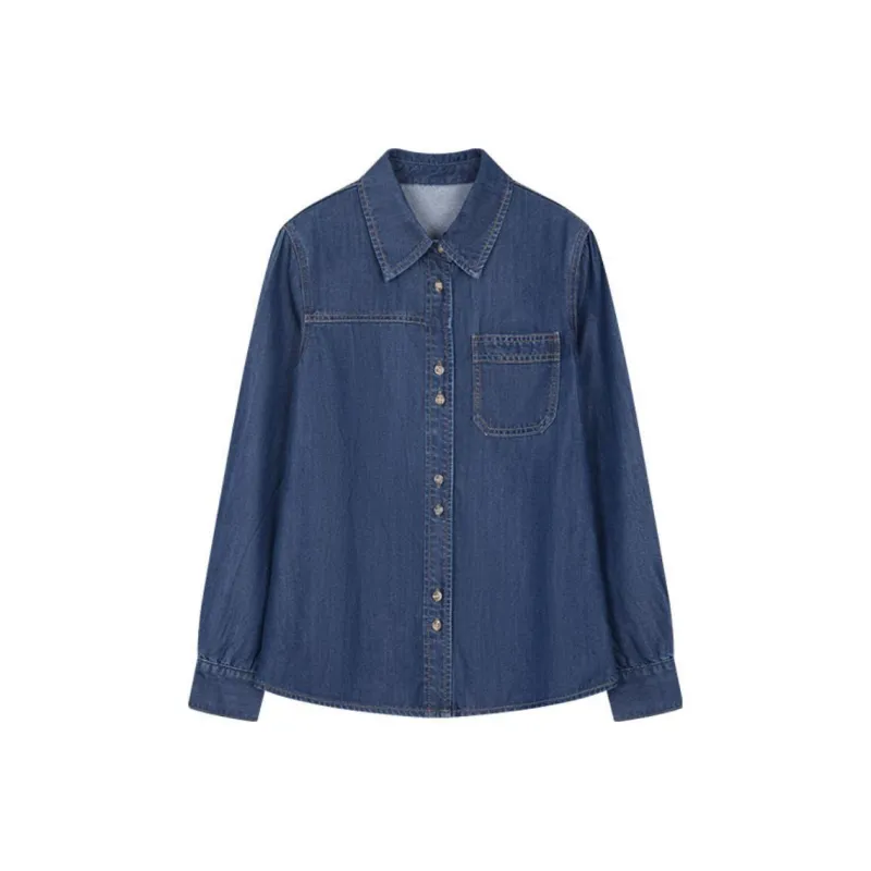 IHIMI Shirts Women's Denim Blue-0