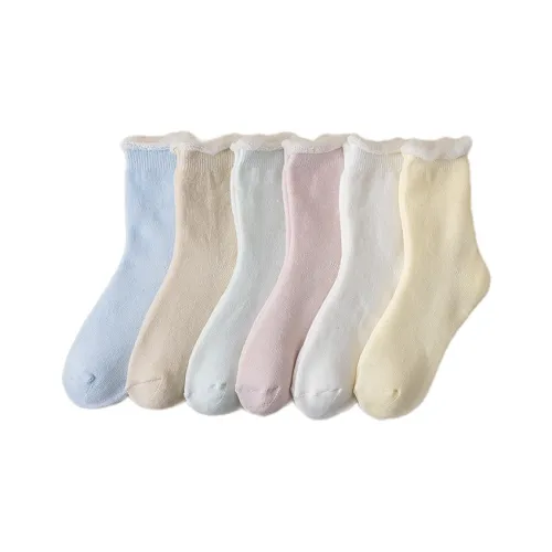 H YXIANG Mid Calf Socks Women's 6 Pack Mixed Color