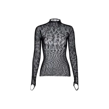 H&M Rhinestone Embellished Mesh Top Black