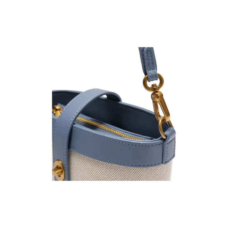 BELLE Fabric+Artificial Leather Bucket Bag Medium Size Women's Multicolor-3