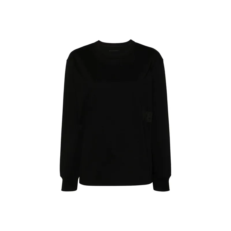 T By Alexander Wang Essential Puff Logo Jersey Long Sleeve Tee Black-0
