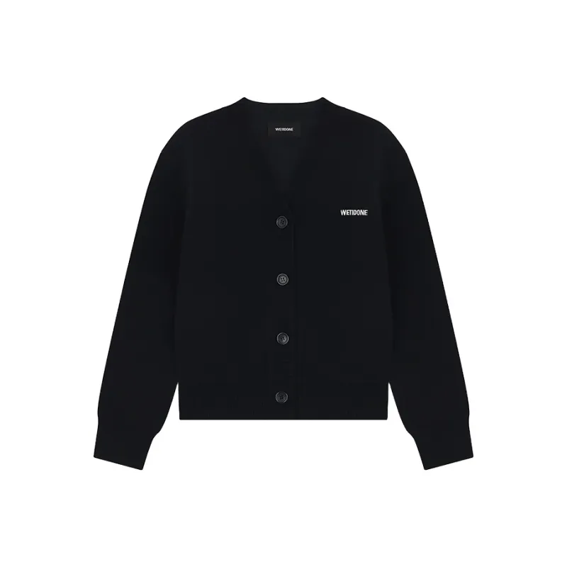 WE11DONE Logo embroidered Cashmere Cardigan-0