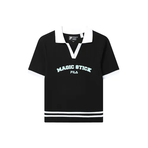 FILA X Magic Stick Joint Series Polo Shirt Women's Jet Black