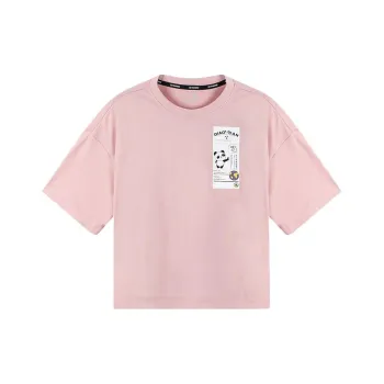 QIAODAN Drop Shoulder Sleeve T Shirt Women's Rubber Pink