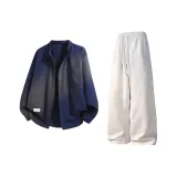 Clothing Set (Navy Blue Shirt+Light Heather Gray Pants)